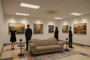 Ira Gallery with artwork and people