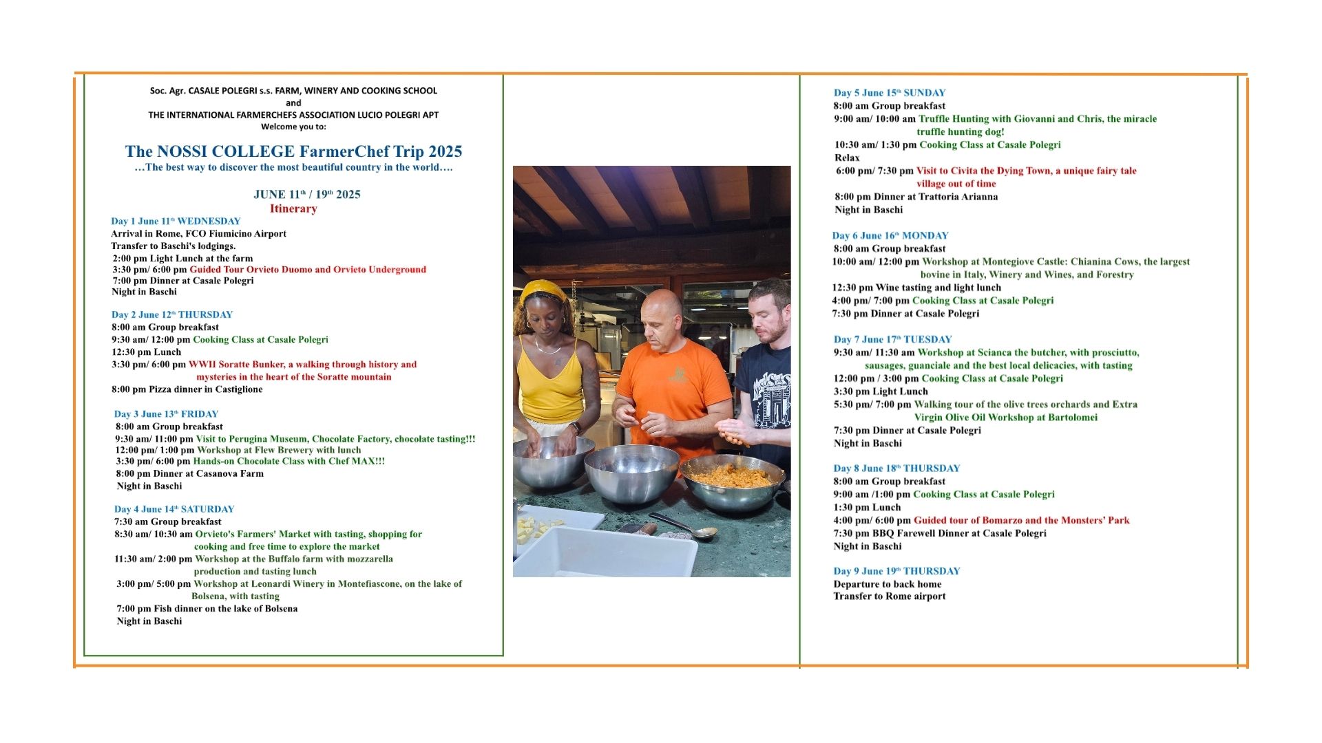 culinary itinerary