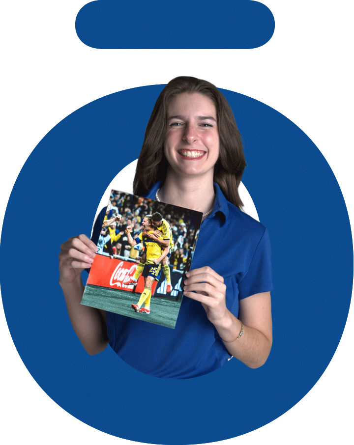 Photography &amp; Content Creation student at Nossi College of Art &amp; Design holding a published sports photo portfolio.