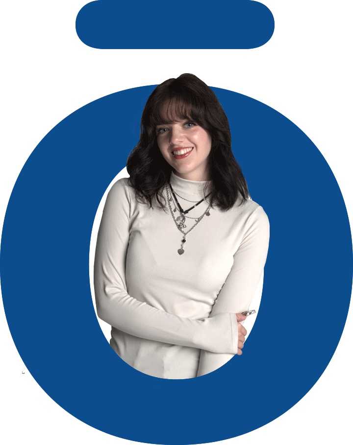 Illustration Technologies student at Nossi College of Art &amp; Design smiling confidently, representing future creative leaders in digital illustration.