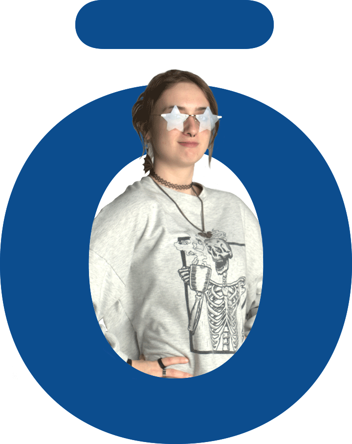 Illustration Technologies student at Nossi College of Art &amp; Design wearing a creative graphic tee, representing the unique style and individuality of Nossi’s illustration community.