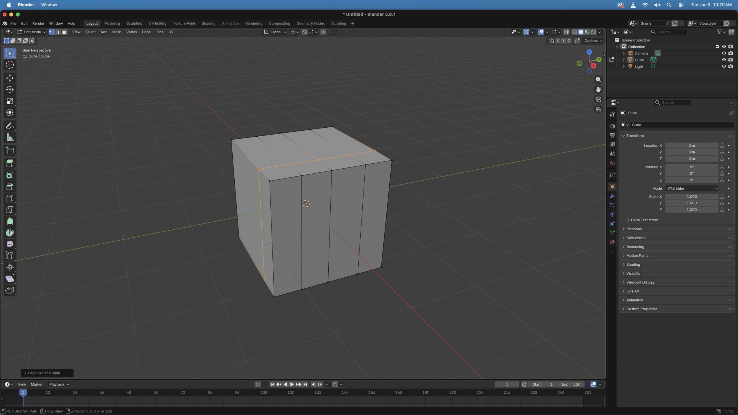 Blender multiple loop cuts screenshot