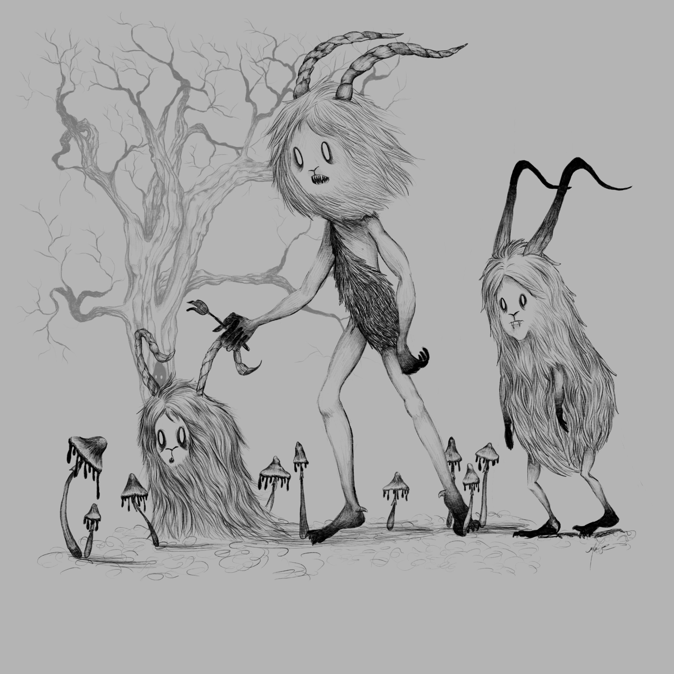 Mark Sloniker &mdash; pencil sketch of forest creatures