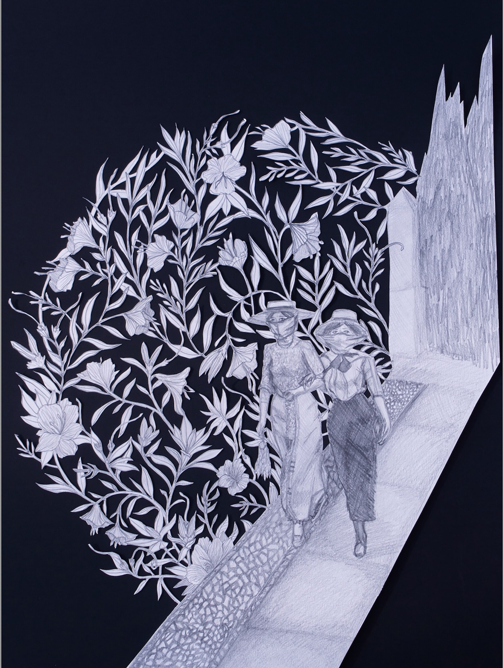Anna Abbate &mdash; paper-cut flower and vine artwork from high school