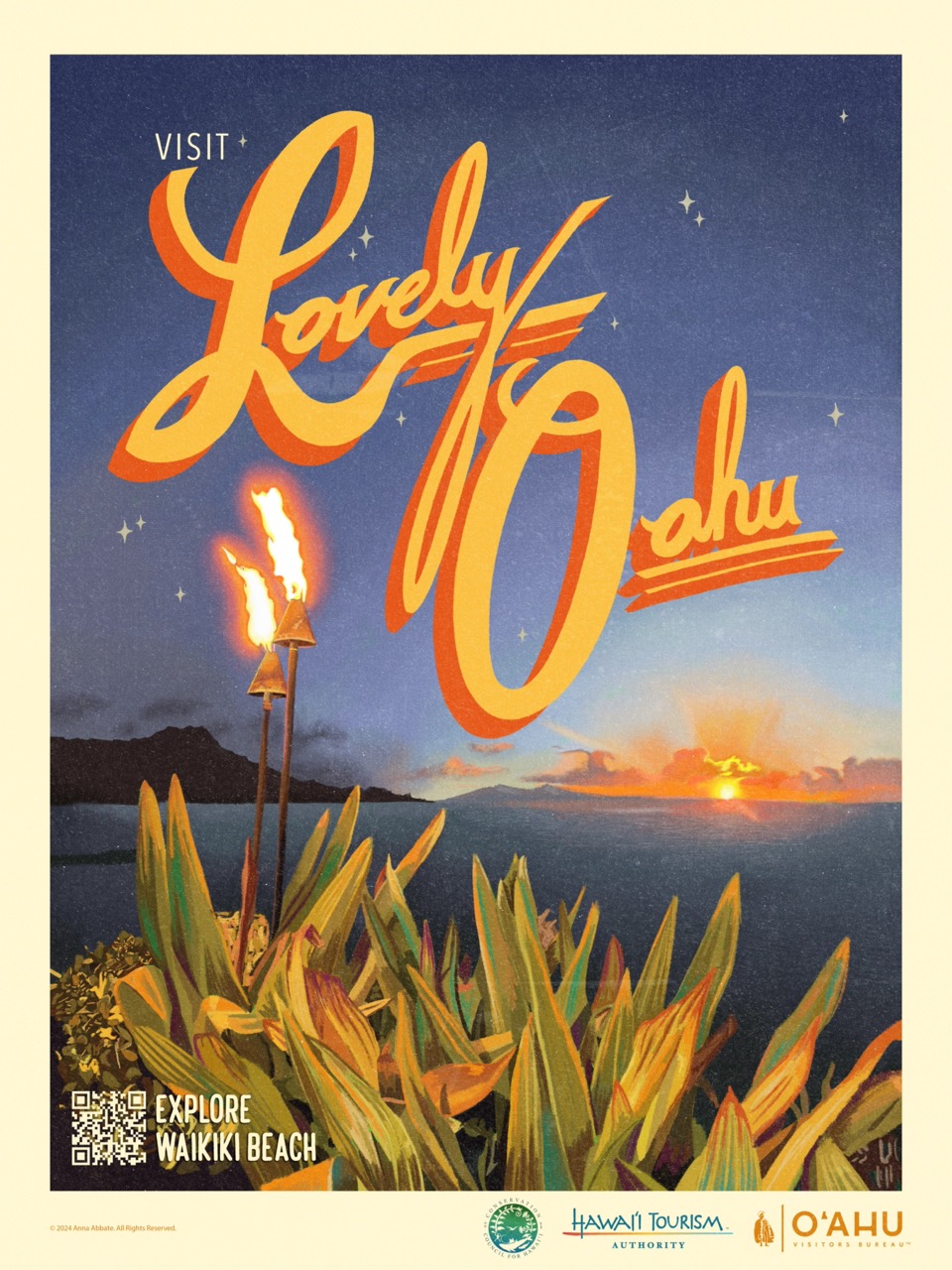 Anna Abbate &mdash; Lovely Oahu travel poster