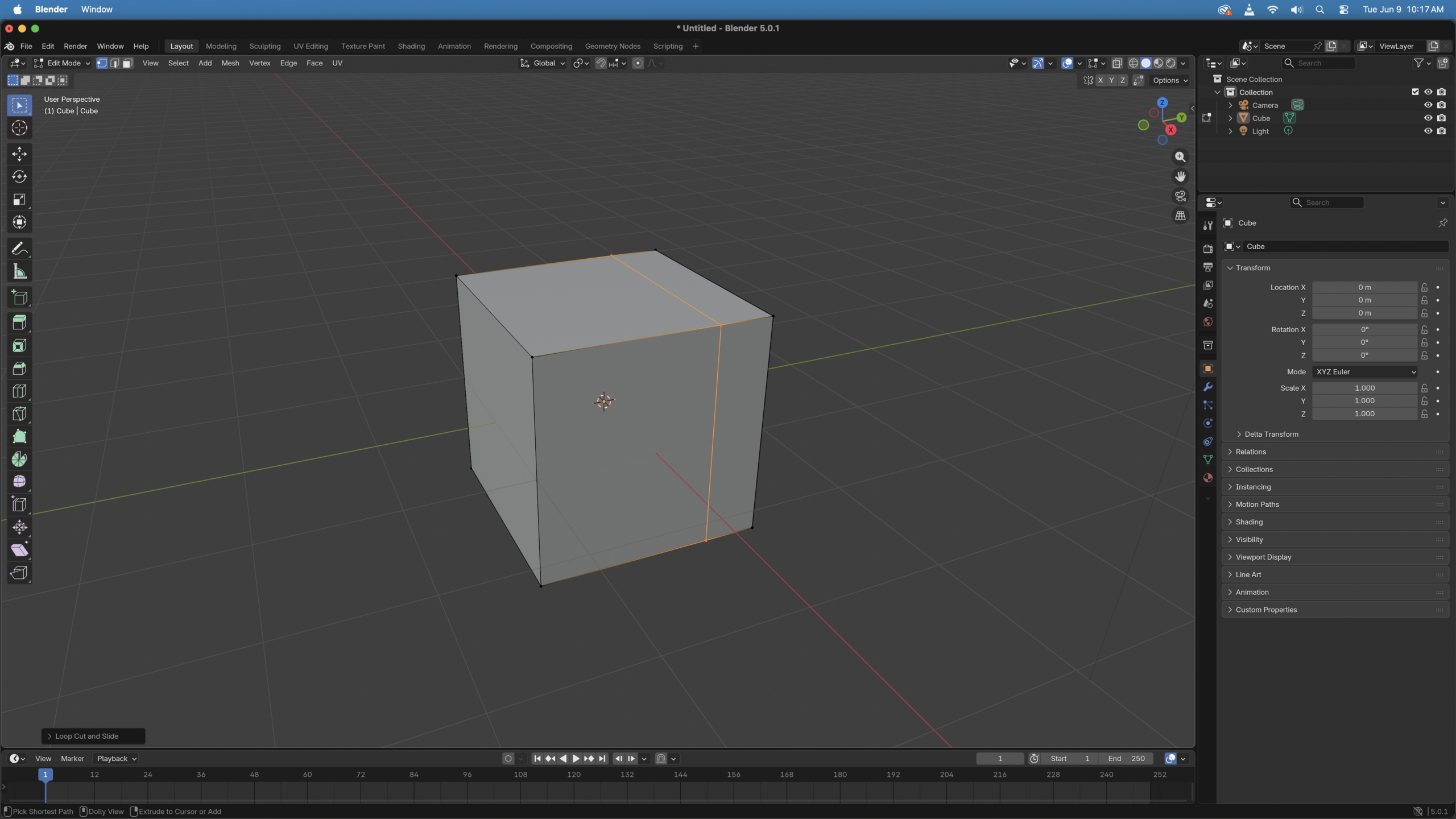 Blender loop cut placement screenshot