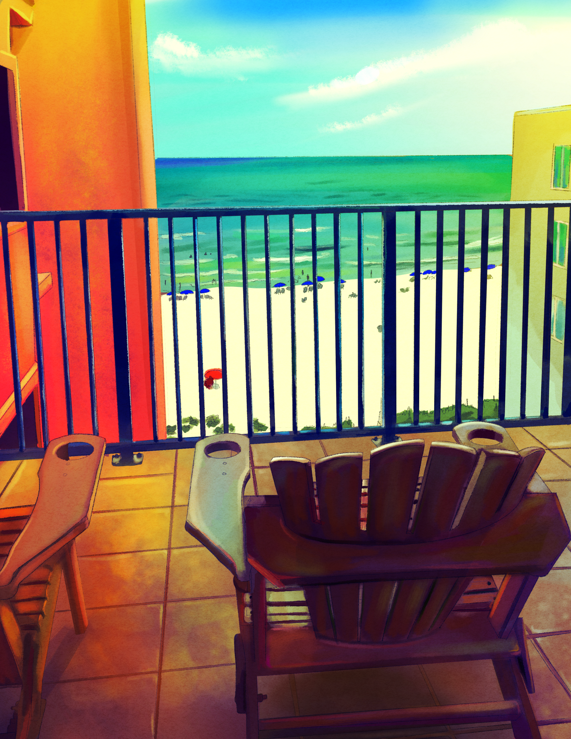 Anne Meegan &mdash; beach balcony illustration