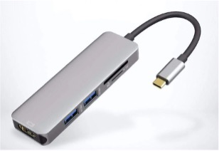 Sample USB-C hub connector with USB and HDMI ports